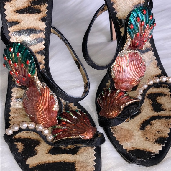 Roberto Cavalli Sea Shell Pearl Crystal Shoes 38 8 - Picture 8 of 8